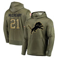 Robertx D.Lions #21 Roger McCreary Player Olive Salute to Service Pullover Hoodies Home Game Stitched Jerseys