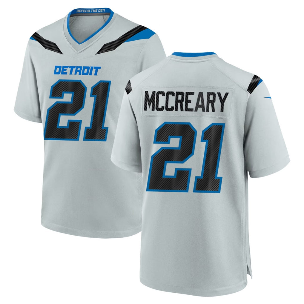 Robertx D.Lions #21 Roger McCreary Player Silver 2026 Rivalries Collection Home Game Stitched Jerseys