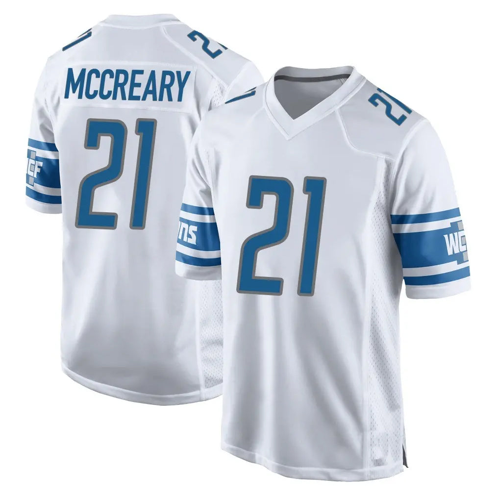 Robertx D.Lions #21 Roger McCreary Player White Home Game Stitched Jerseys