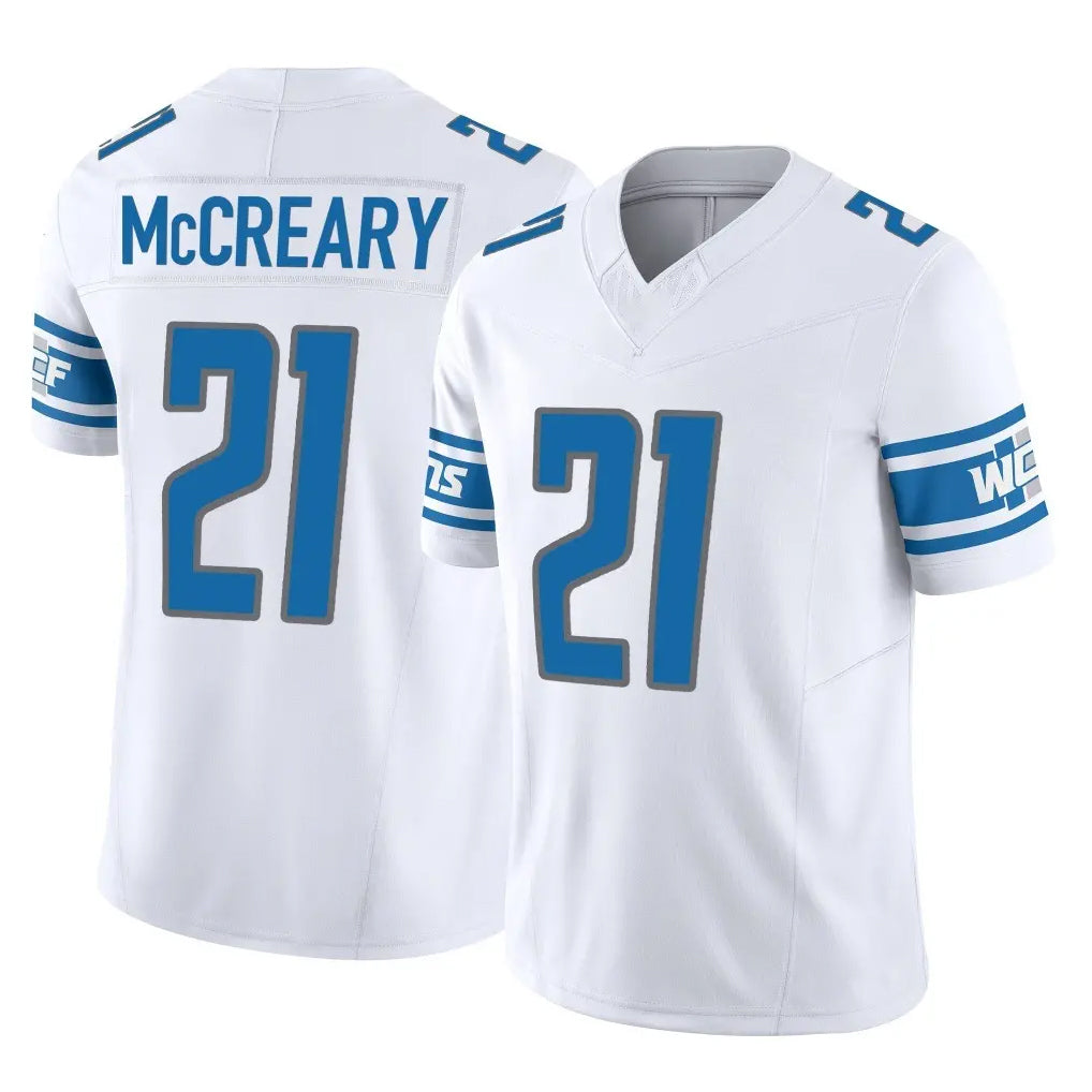 Robertx D.Lions #21 Roger McCreary Player White Vapor F.U.S.E. Limited Home Game Stitched Jerseys