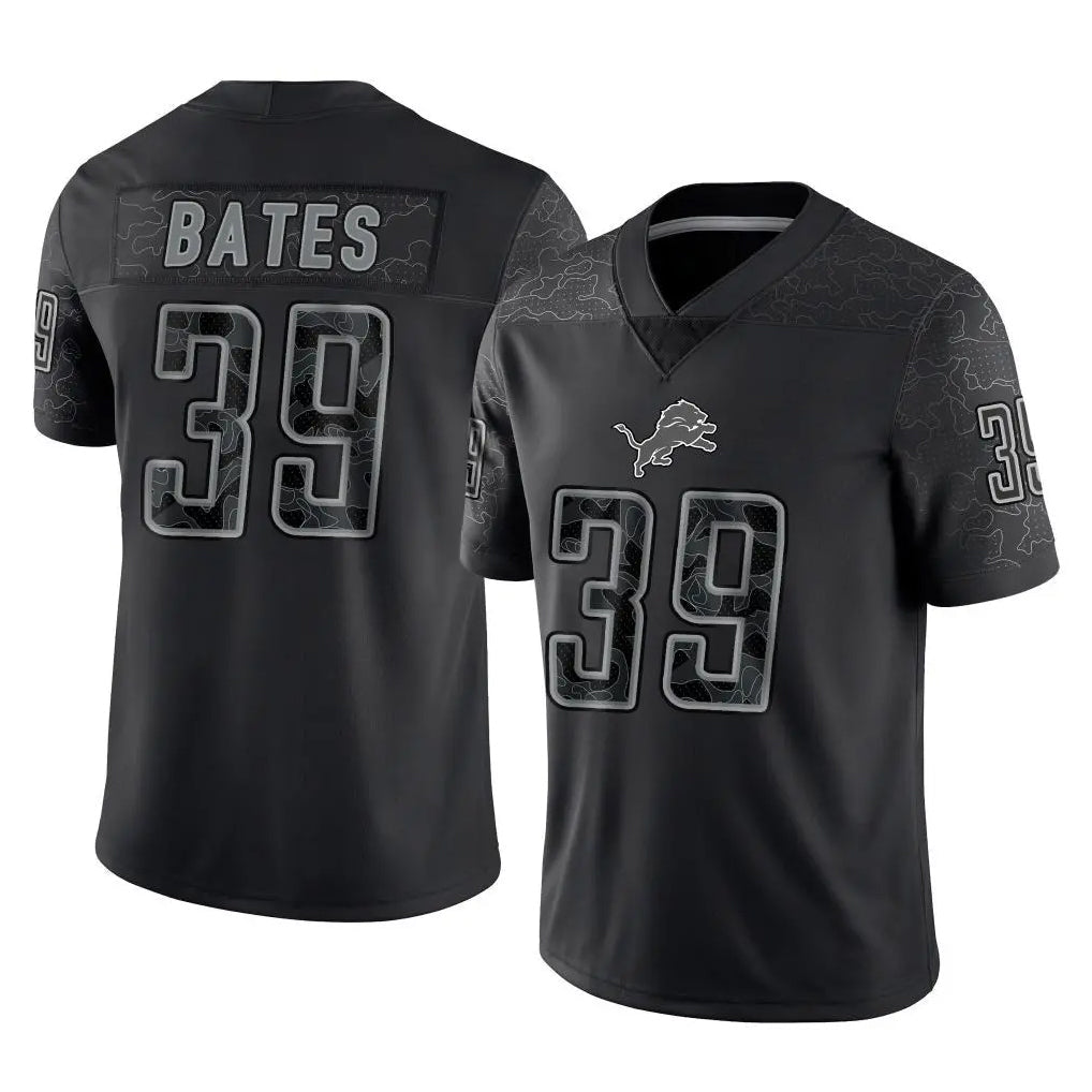 Robertx D.Lions #39 Jake Bates Player Black Reflective Limited Home Game Stitched Jerseys