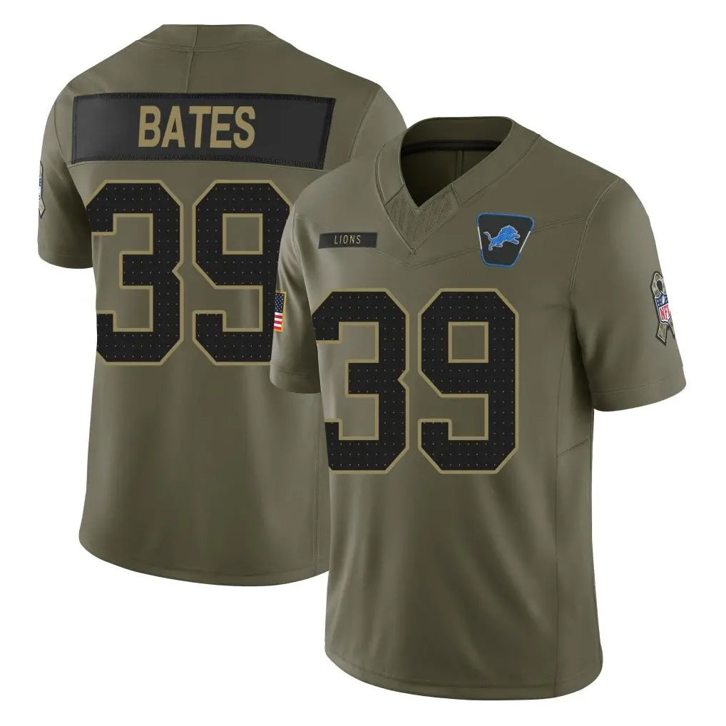 Robertx D.Lions #39 Jake Bates Player Olive 2025 Salute To Service Limited Home Game Stitched Jerseys