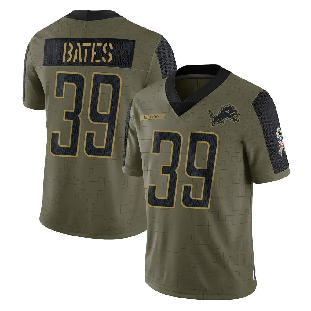 Robertx D.Lions #39 Jake Bates Player Olive Salute To Service Limited Game Stitched Jerseys