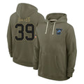 Robertx D.Lions #39 Jake Bates Player Olive Salute to Service Pullover Hoodies Limited Stitched Jerseys