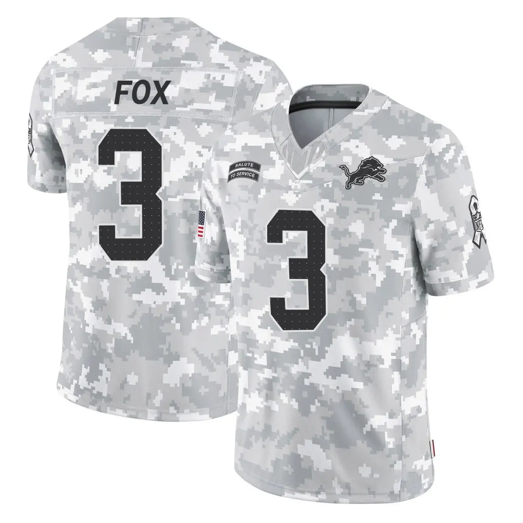 Robertx D.Lions #3 Jack Fox Player Arctic Camo Salute To Service Limited Stitched Jerseys