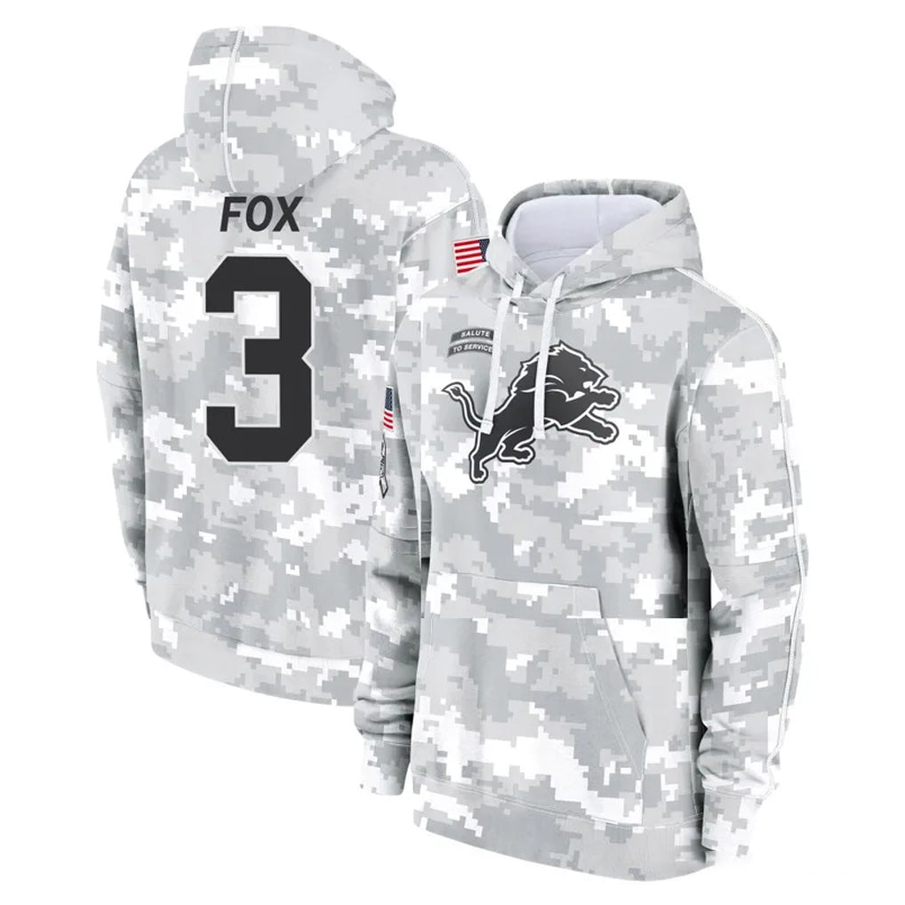 Robertx D.Lions #3 Jack Fox Player Arctic Camo Salute to Service Hoodies Limited Game Stitched Jerseys