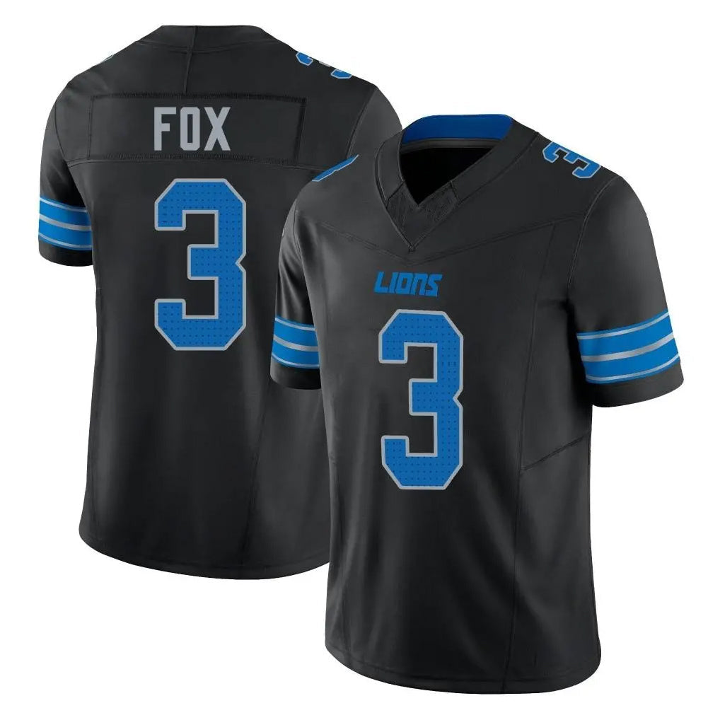 Robertx D.Lions #3 Jack Fox Player Black Alternate Vapor F.U.S.E. Limited Home Game Stitched Jerseys
