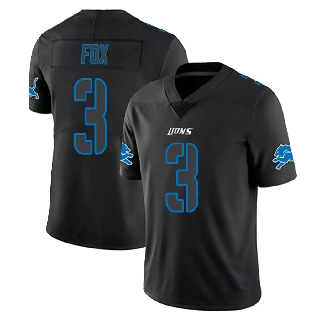 Robertx D.Lions #3 Jack Fox Player Black Impact Limited Home Game Stitched Jerseys