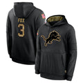 Robertx D.Lions #3 Jack Fox Player Black Salute to Service Hoodies Limited Game Stitched Jerseys