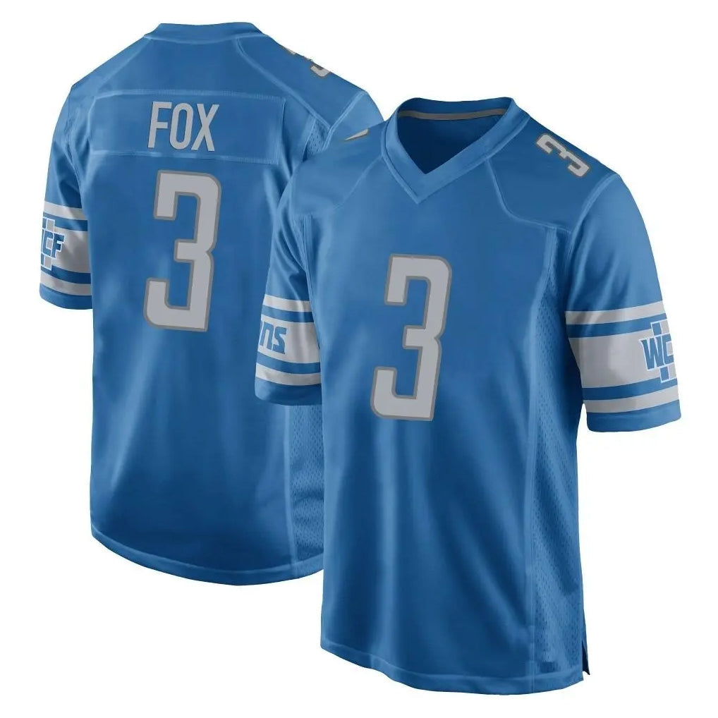Robertx D.Lions #3 Jack Fox Player Blue Alternate Home Game Stitched Jerseys
