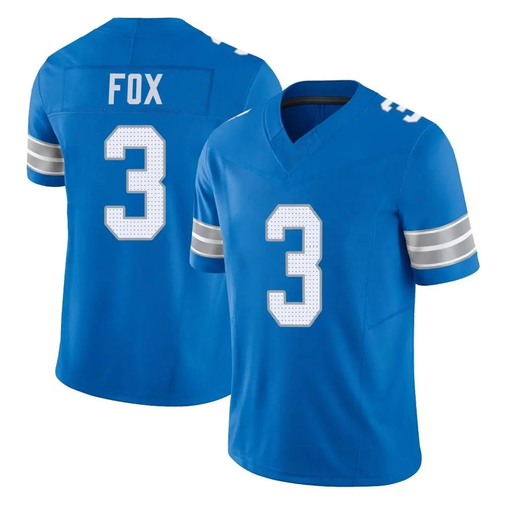 Robertx D.Lions #3 Jack Fox Player Blue Limited Vapor F.U.S.E. Alternate Home Game Stitched Jerseys