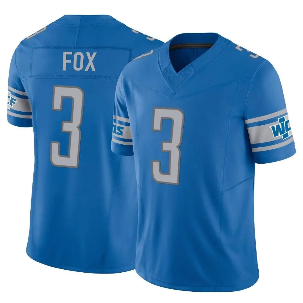 Robertx D.Lions #3 Jack Fox Player Blue Vapor F.U.S.E. Limited Home Game Stitched Jerseys