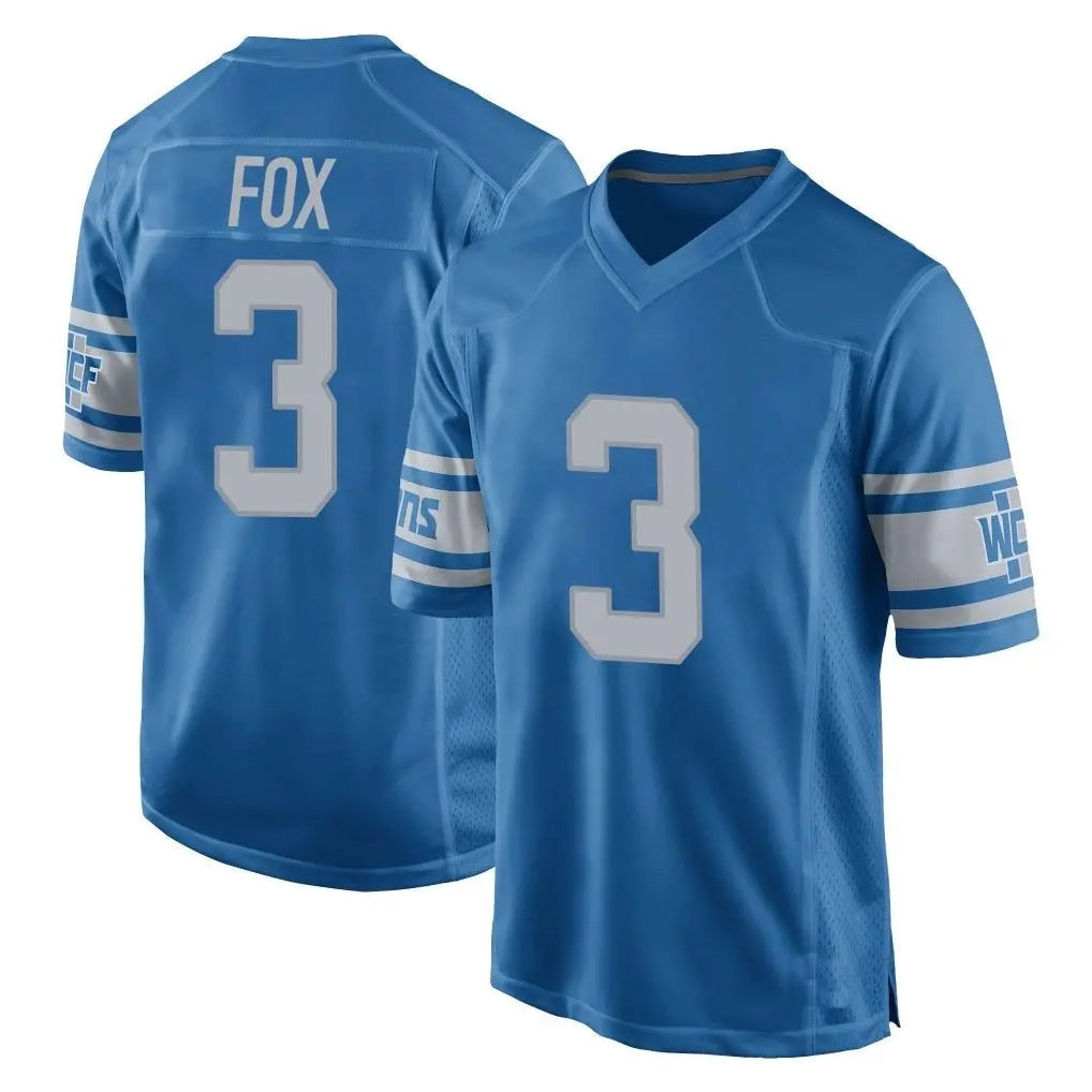 Robertx D.Lions #3 Jack Fox Player Blue Vapor Untouchable Throwback Game Stitched Jerseys