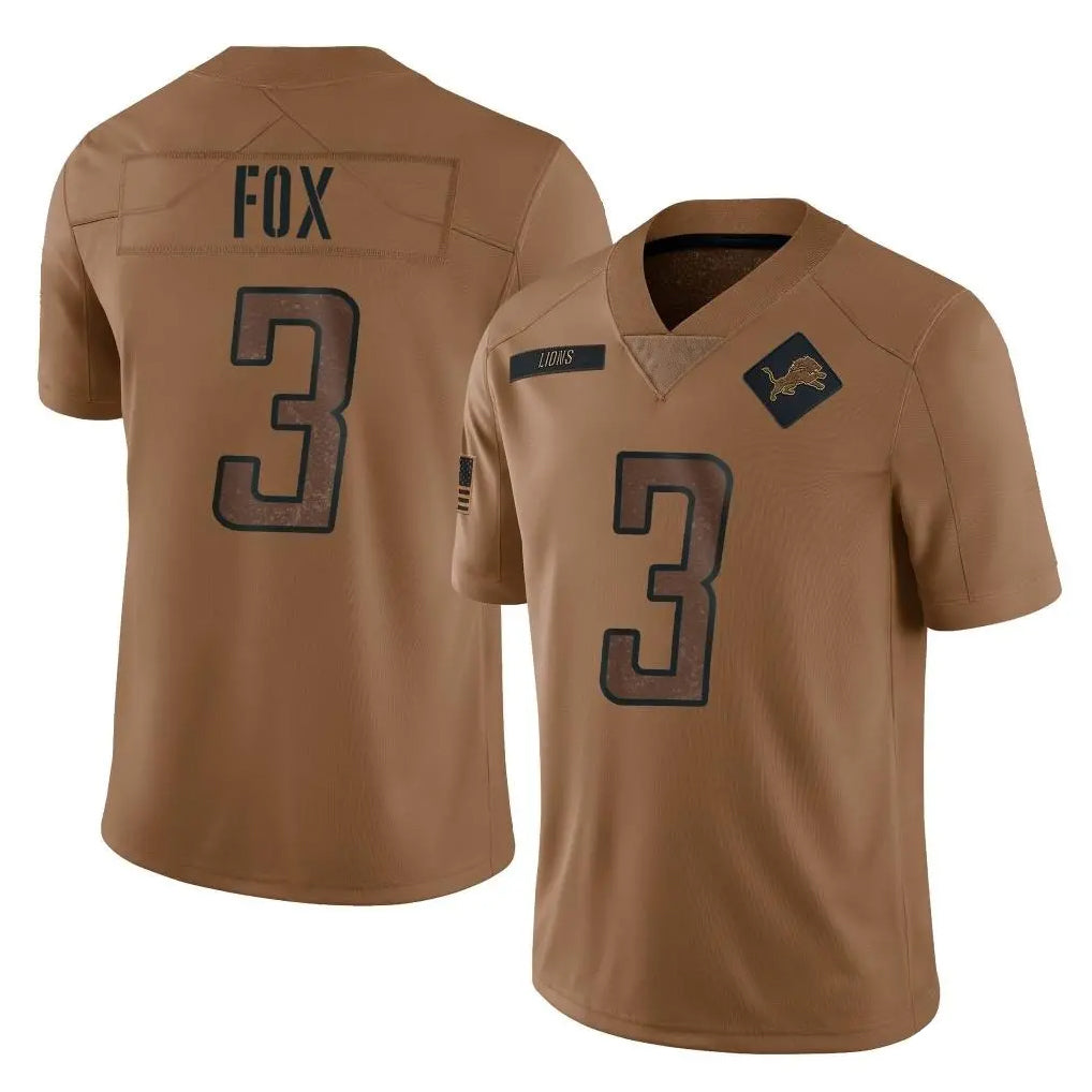 Robertx D.Lions #3 Jack Fox Player Brown Salute To Service Limited Stitched Jerseys