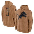 Robertx D.Lions #3 Jack Fox Player Brown Salute to Service Hoodies Limited Game Stitched Jerseys