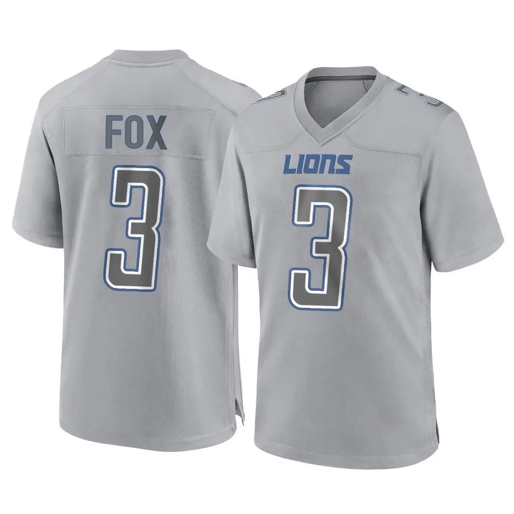 Robertx D.Lions #3 Jack Fox Player Gray Atmosphere Fashion Home Game Stitched Jerseys
