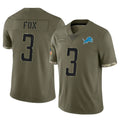 Robertx D.Lions #3 Jack Fox Player Olive Salute To Service Limited Stitched Jerseys