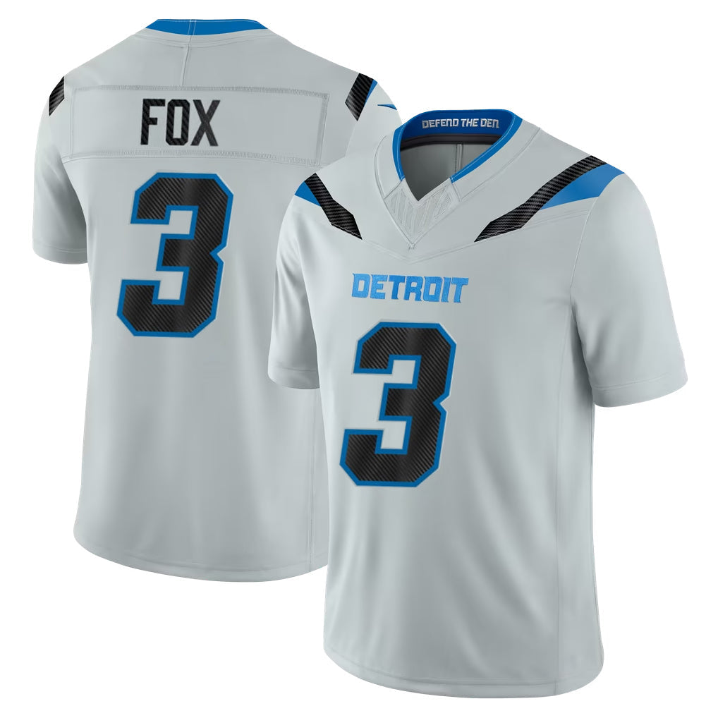 Robertx D.Lions #3 Jack Fox Player Silver Limited 2026 Rivalries Collection Home Game Stitched Jerseys