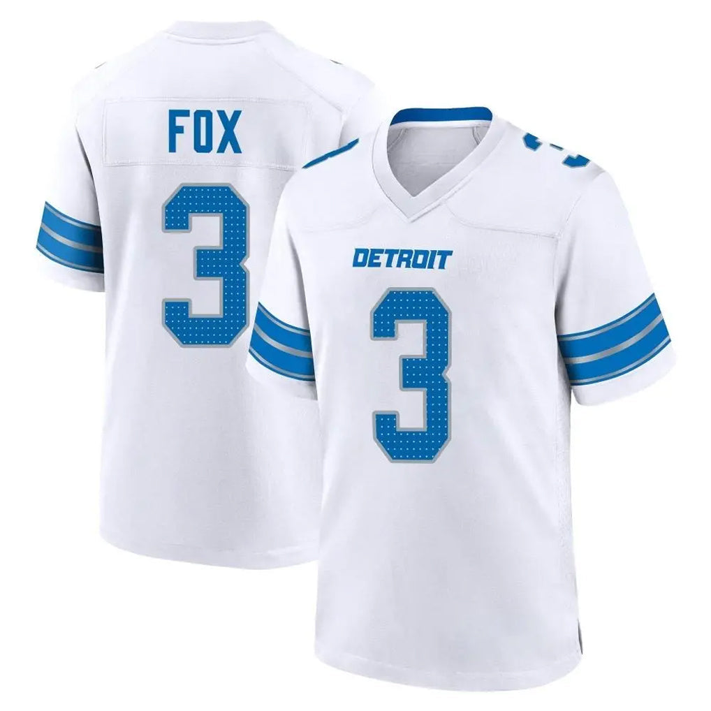 Robertx D.Lions #3 Jack Fox Player White Alternate Home Game Stitched Jerseys
