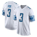 Robertx D.Lions #3 Jack Fox Player White Home Game Stitched Jerseys