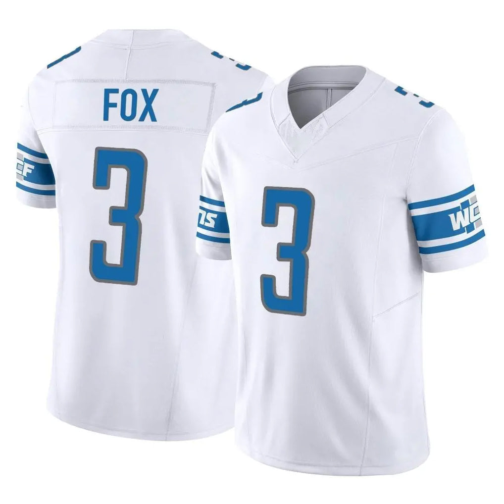 Robertx D.Lions #3 Jack Fox Player White Vapor F.U.S.E. Limited Home Game Stitched Jerseys