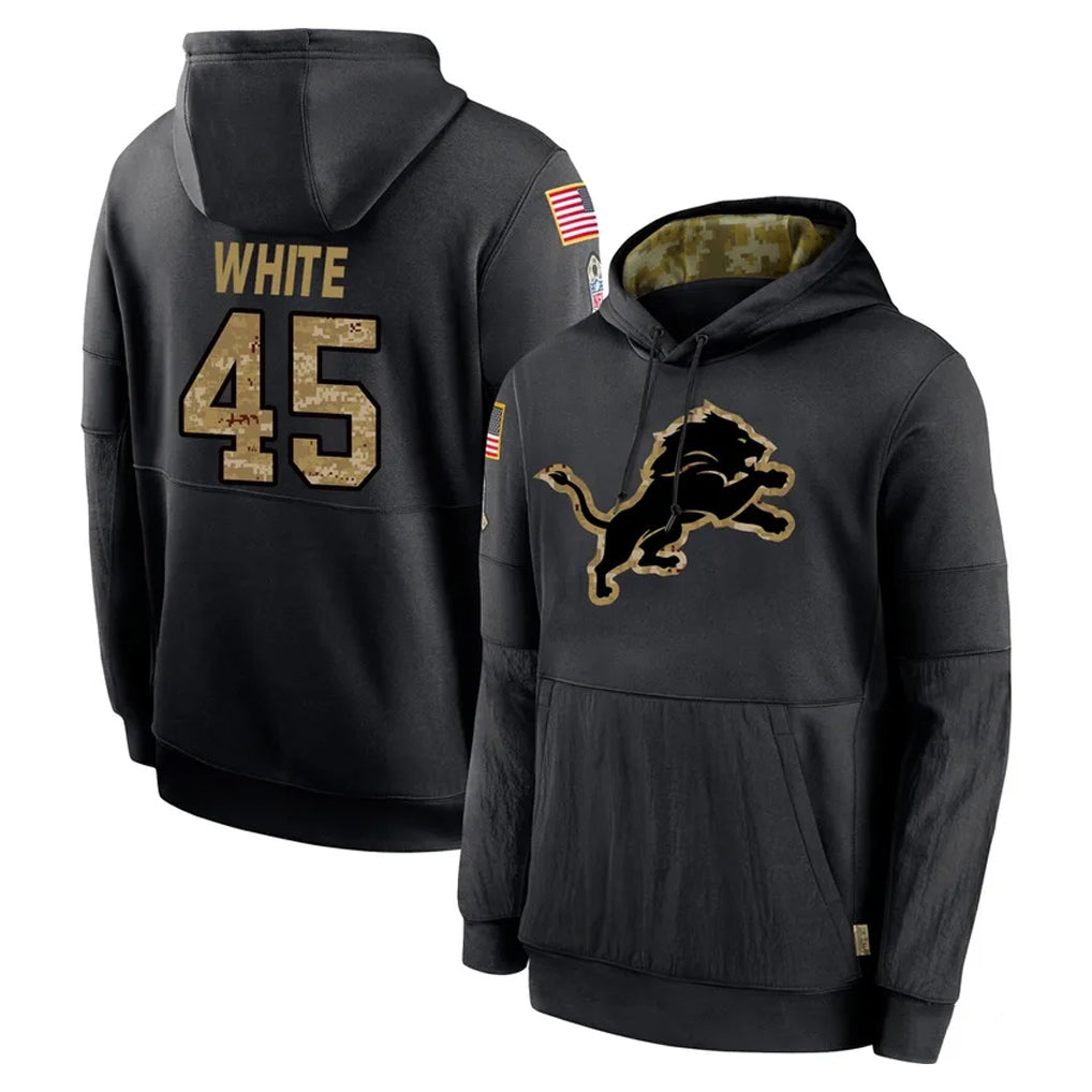 Robertx D.Lions #45 Devin White Player Black Salute to Service Hoodies Limited Game Stitched Jerseys