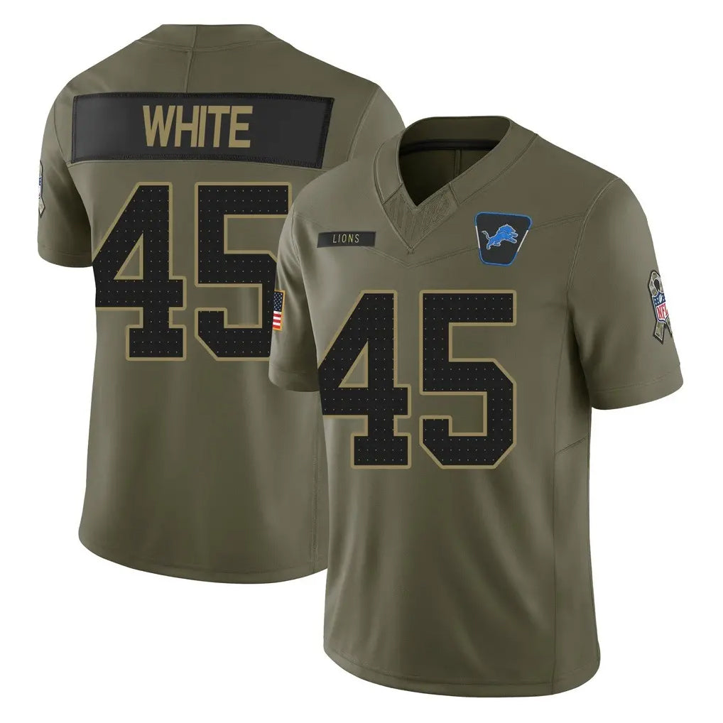 Robertx D.Lions #45 Devin White Player Olive 2025 Salute To Service Limited Home Game Stitched Jerseys
