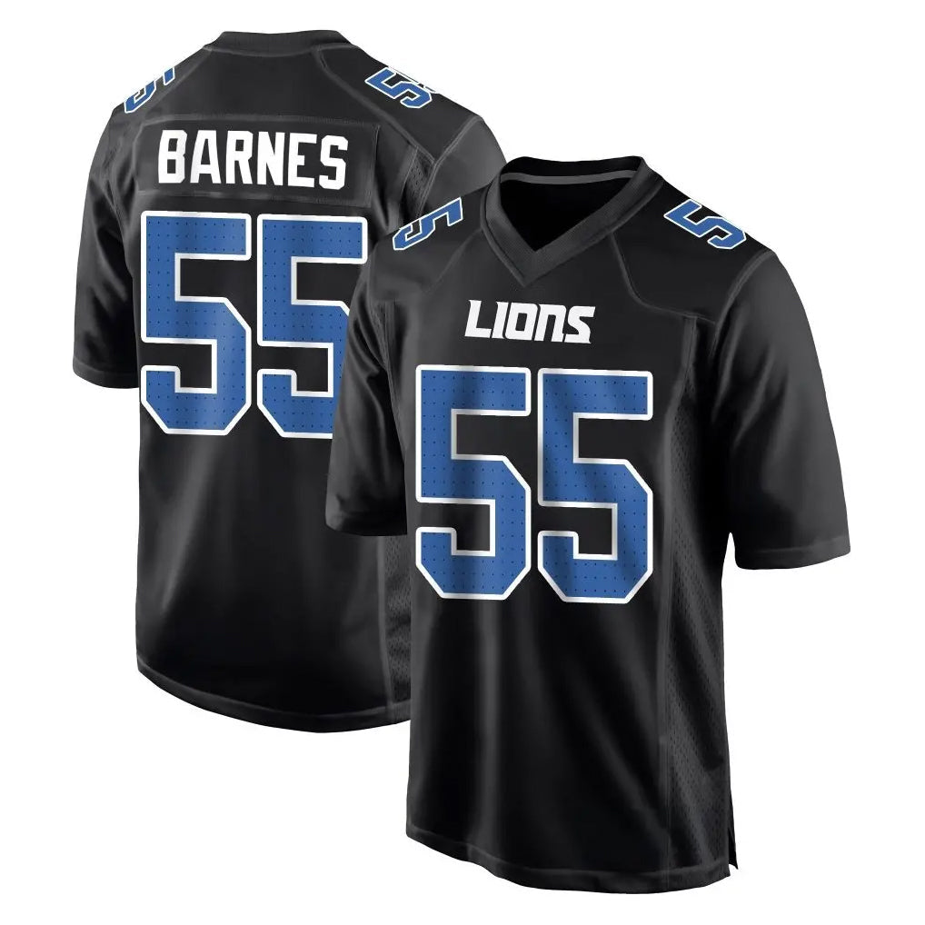 Robertx D.Lions #55 Derrick Barnes Player Black Fashion Home Game Stitched Jerseys