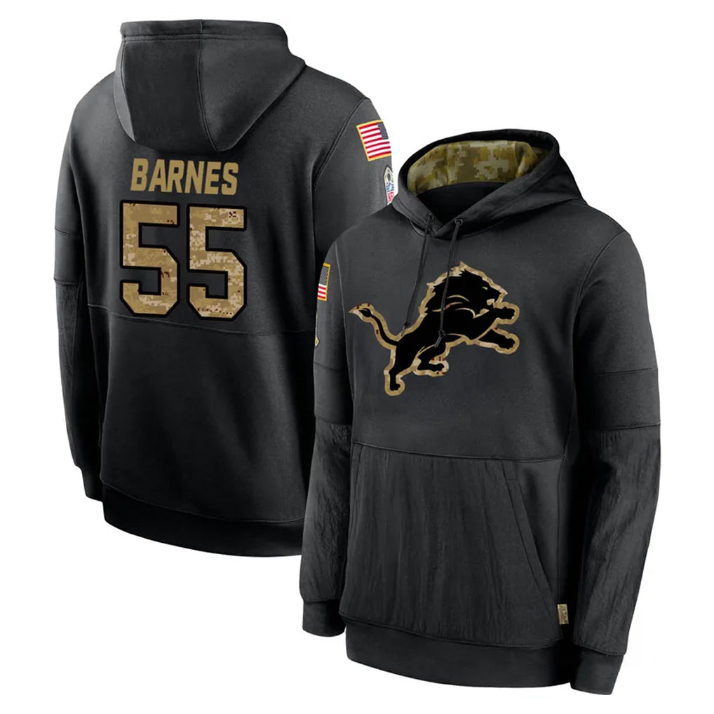 Robertx D.Lions #55 Derrick Barnes Player Black Salute to Service Hoodies Limited Game Stitched Jerseys