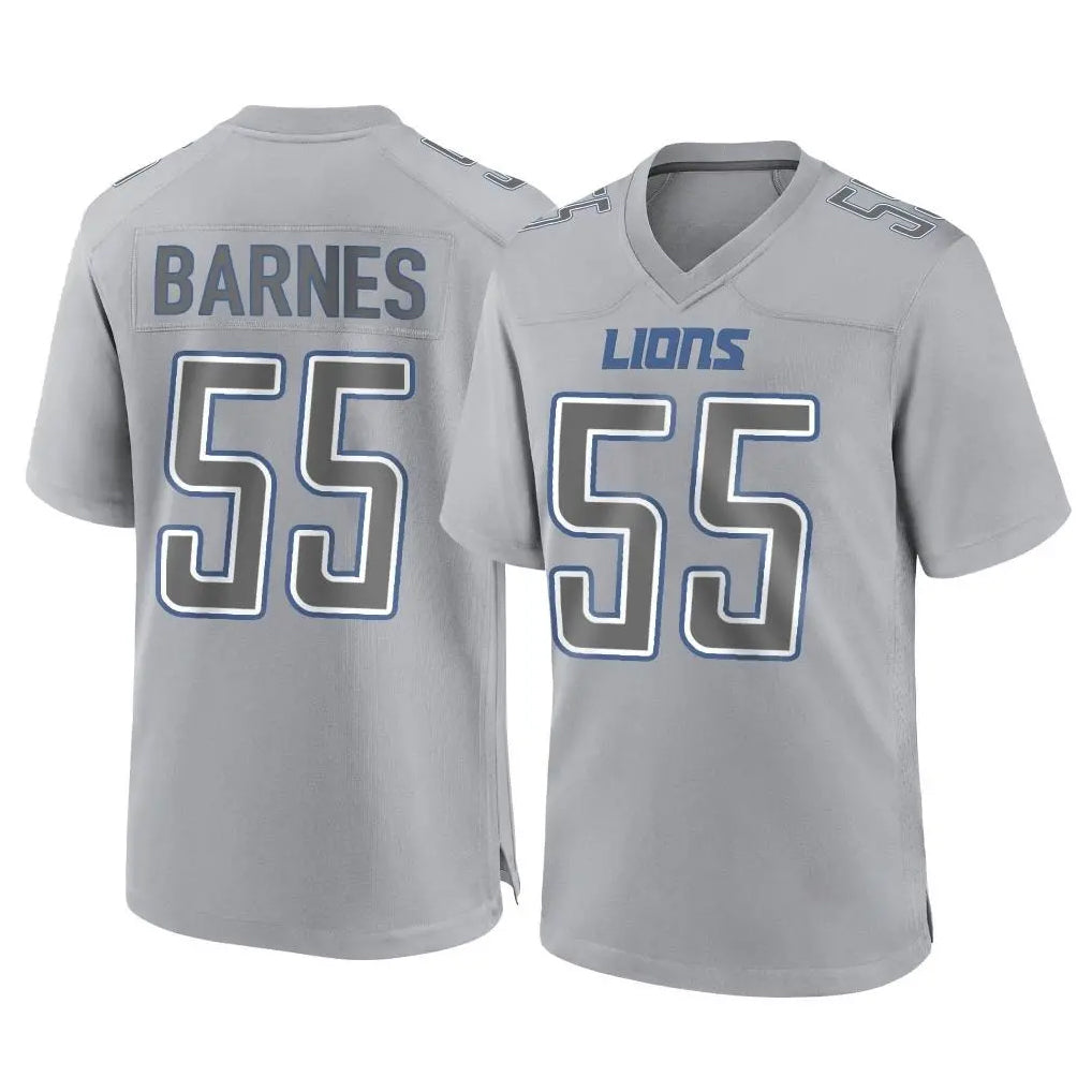 Robertx D.Lions #55 Derrick Barnes Player Gray Atmosphere Fashion Home Game Stitched Jerseys