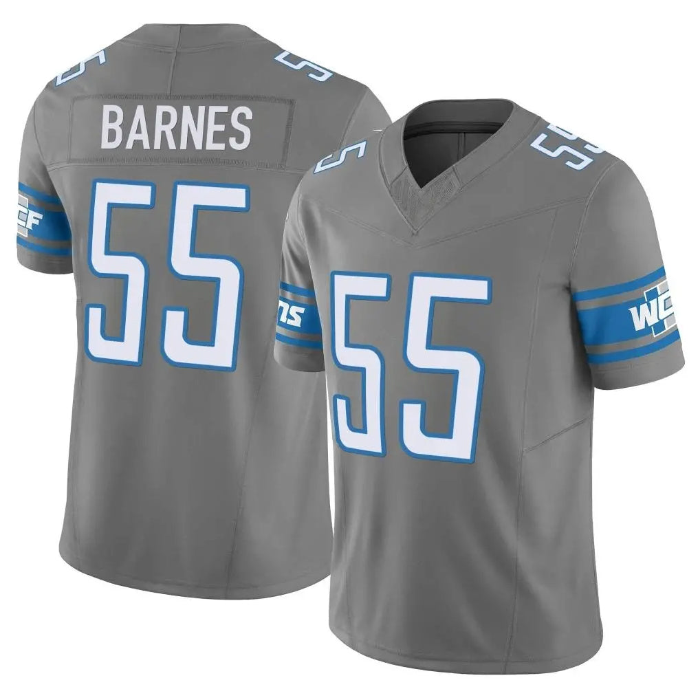 Robertx D.Lions #55 Derrick Barnes Player Gray Vapor F.U.S.E. Limited Home Game Stitched Jerseys
