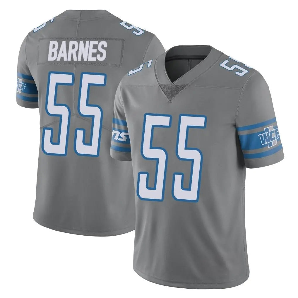 Robertx D.Lions #55 Derrick Barnes Player Gray Vapor Untouchable Limited Home Game Stitched Jerseys
