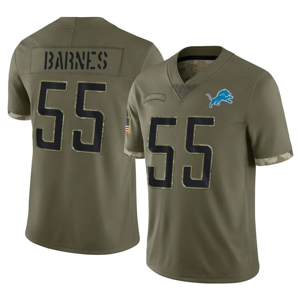 Robertx D.Lions #55 Derrick Barnes Player Olive Salute To Service Limited Stitched Jerseys