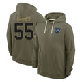 Robertx D.Lions #55 Derrick Barnes Player Olive Salute to Service Pullover Hoodies Limited Stitched Jerseys