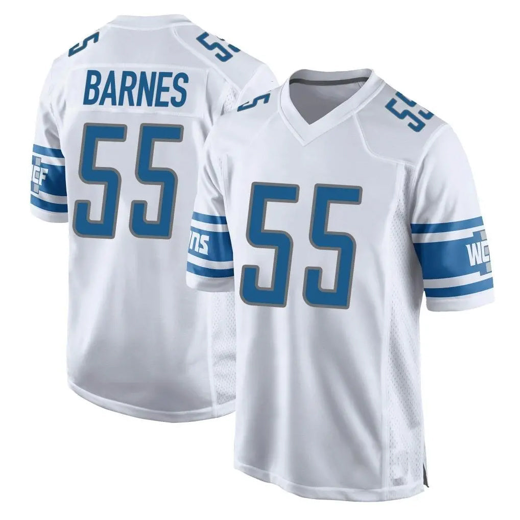 Robertx D.Lions #55 Derrick Barnes Player White Home Game Stitched Jerseys