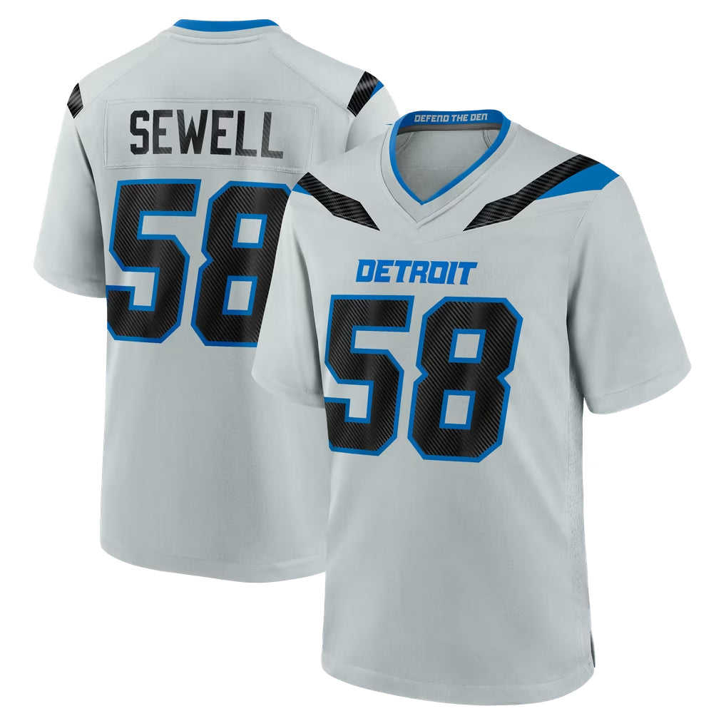 Robertx D.Lions #58 Penei Sewell Player Silver 2026 Rivalries Collection Home Game Stitched Jerseys