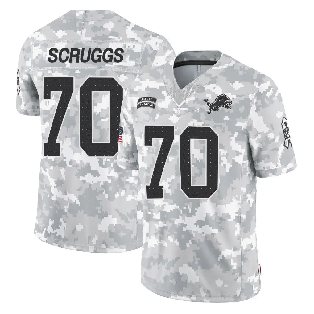 Robertx D.Lions #70 Juice Scruggs Player Arctic Camo Salute To Service Limited Stitched Jerseys