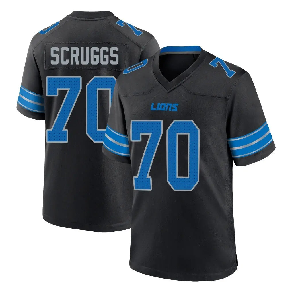 Robertx D.Lions #70 Juice Scruggs Player Black Alternate Vapor F.U.S.E. Limited Home Game Stitched Jerseys