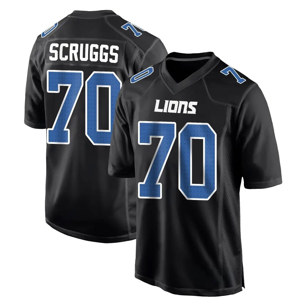 Robertx D.Lions #70 Juice Scruggs Player Black Fashion Home Game Stitched Jerseys