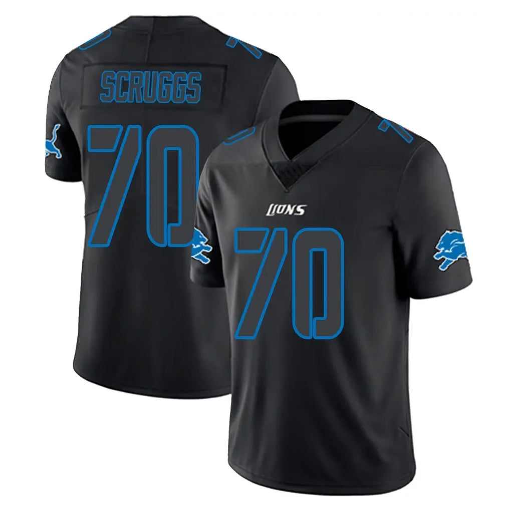 Robertx D.Lions #70 Juice Scruggs Player Black Impact Limited Home Game Stitched Jerseys