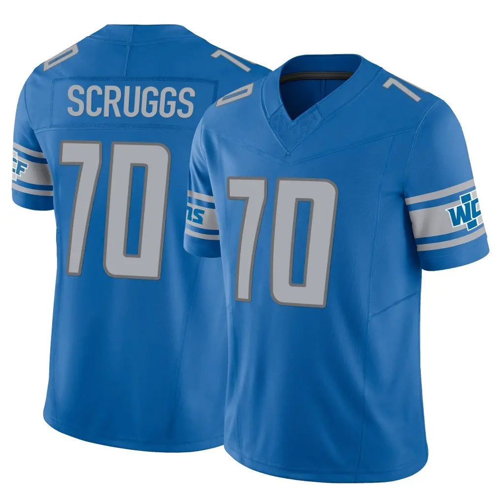 Robertx D.Lions #70 Juice Scruggs Player Blue Vapor F.U.S.E. Limited Home Game Stitched Jerseys