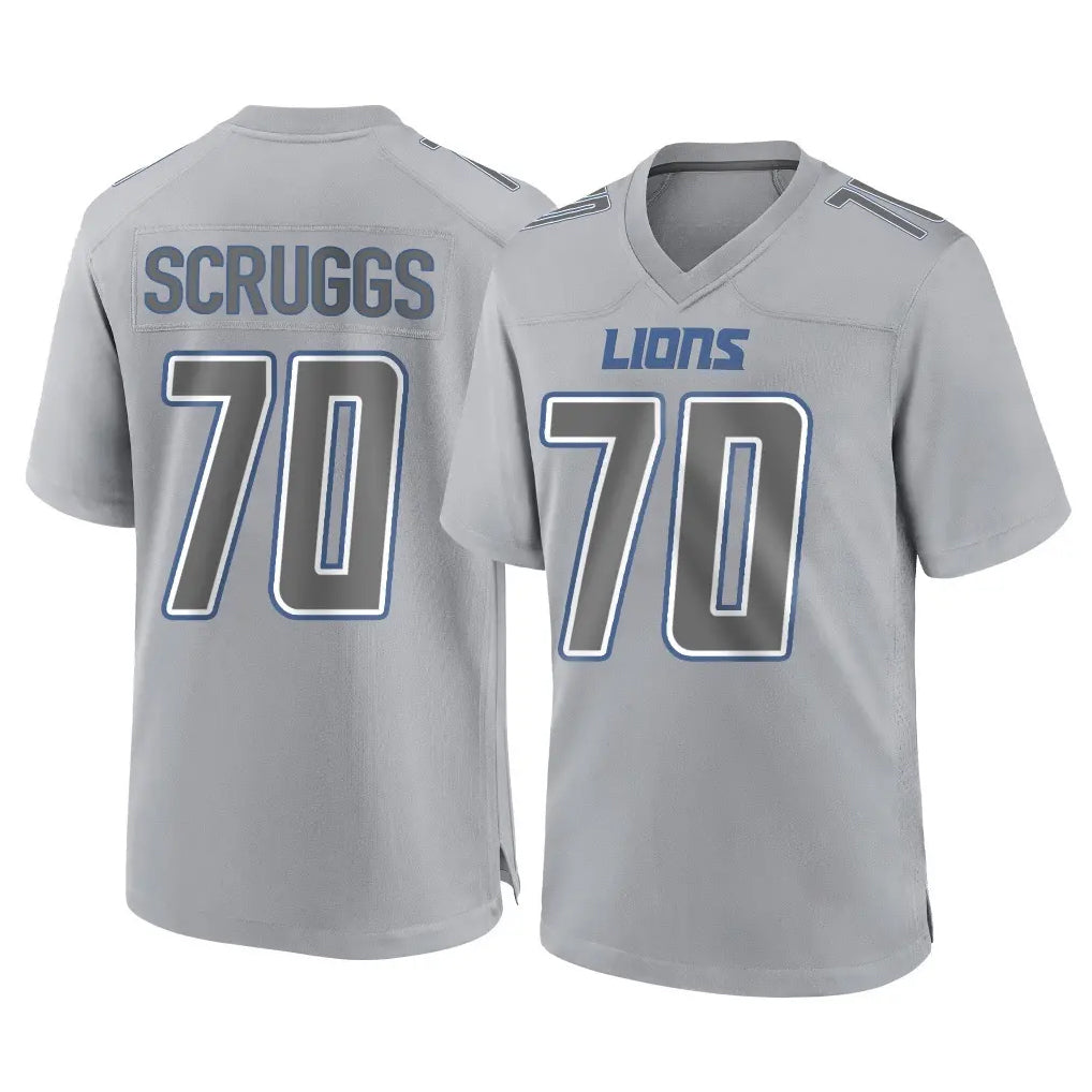 Robertx D.Lions #70 Juice Scruggs Player Gray Atmosphere Fashion Home Game Stitched Jerseys