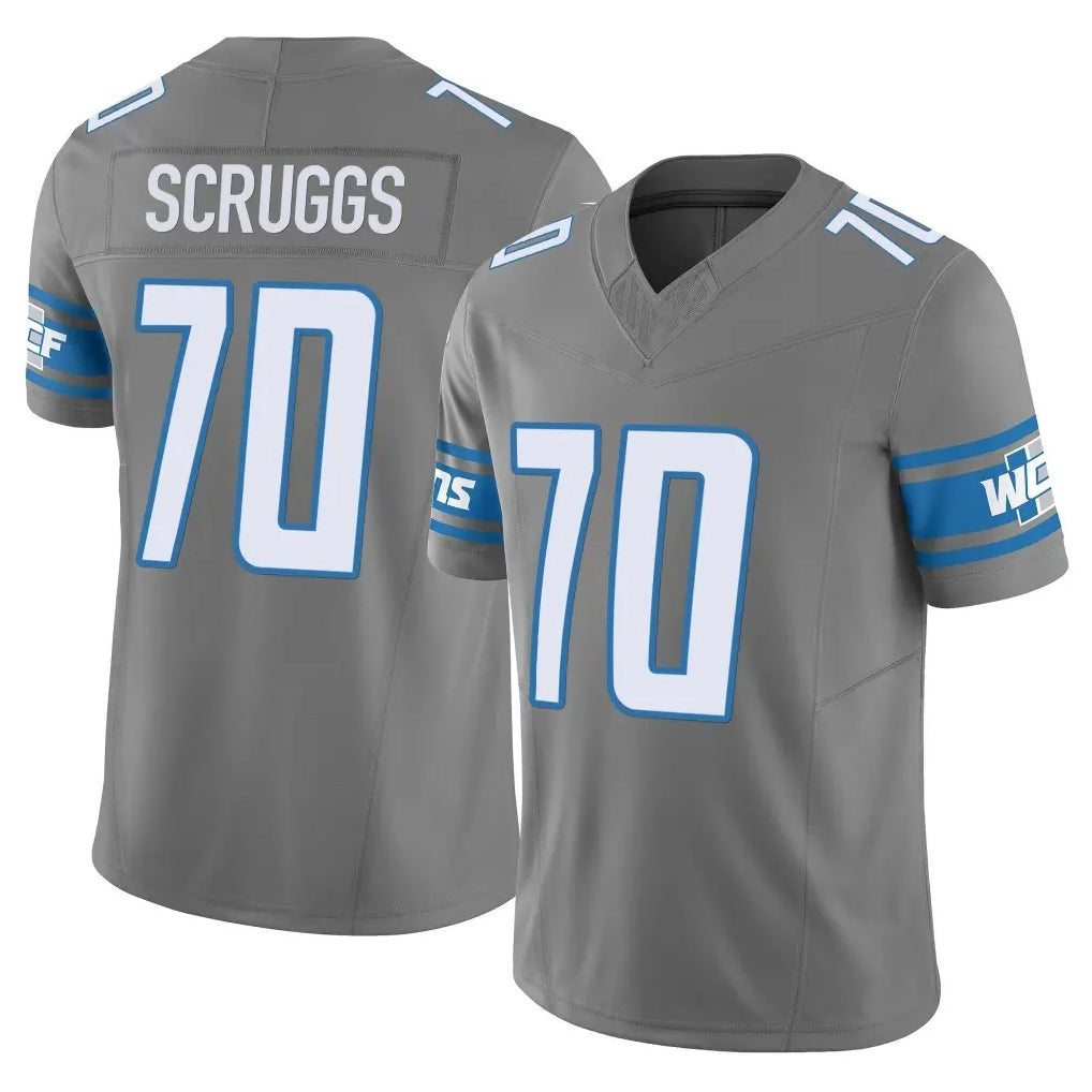 Robertx D.Lions #70 Juice Scruggs Player Gray Vapor F.U.S.E. Limited Home Game Stitched Jerseys