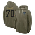 Robertx D.Lions #70 Juice Scruggs Player Olive Salute to Service Pullover Hoodies Limited Stitched Jerseys