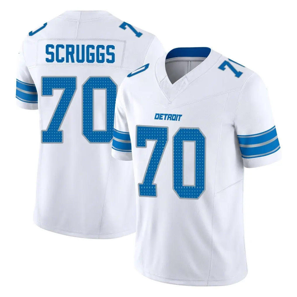 Robertx D.Lions #70 Juice Scruggs Player White Limited Vapor F.U.S.E. Alternate Home Game Stitched Jerseys