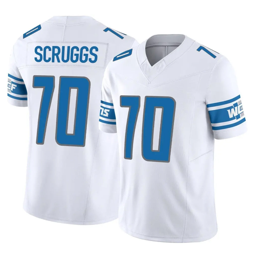 Robertx D.Lions #70 Juice Scruggs Player White Vapor F.U.S.E. Limited Home Game Stitched Jerseys