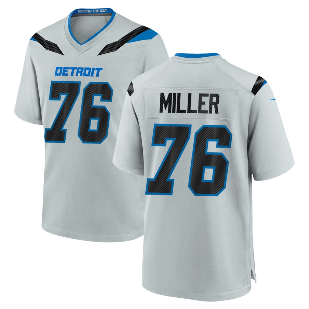 Robertx D.Lions #76 Blake Miller Player Silver 2026 Rivalries Collection Home Game Stitched Jerseys