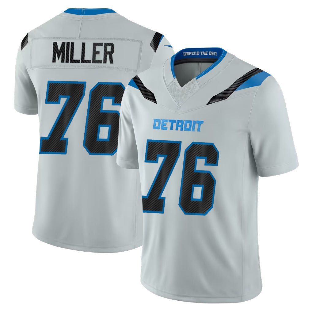 Robertx D.Lions #76 Blake Miller Player Silver Limited 2026 Rivalries Collection Home Game Stitched Jerseys
