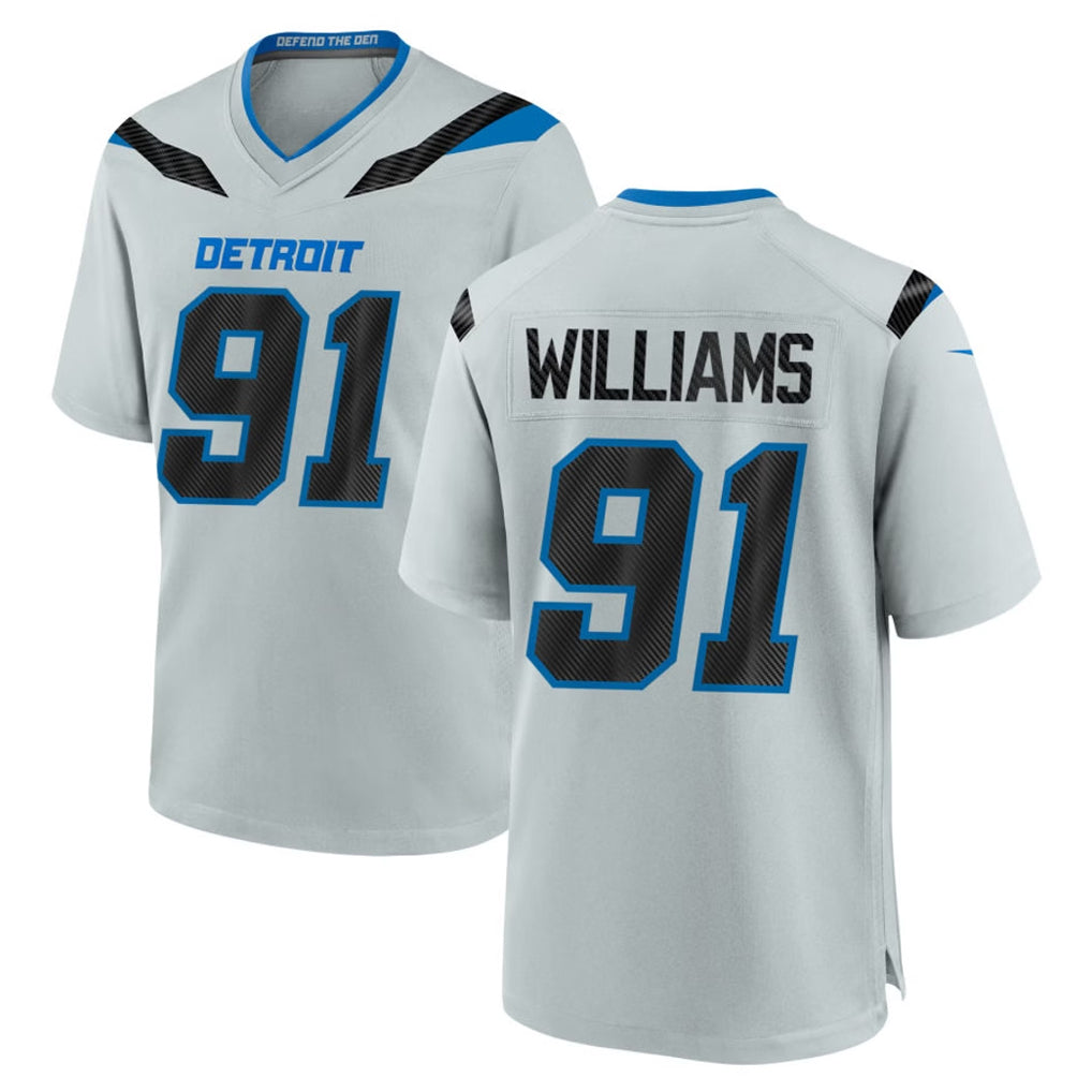 Robertx D.Lions #91 Tyleik Williams Player Silver 2026 Rivalries Collection Home Game Stitched Jerseys