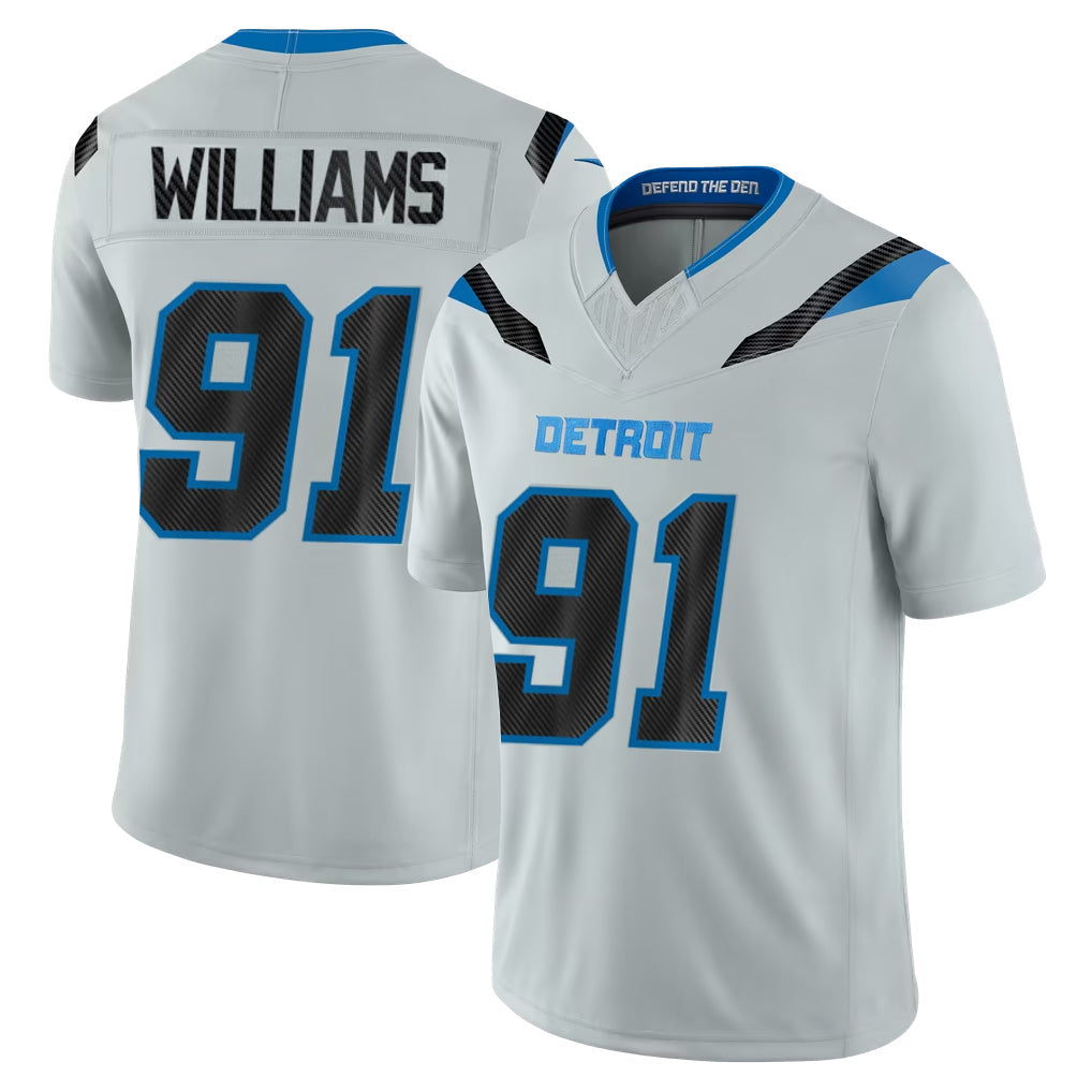 Robertx D.Lions #91 Tyleik Williams Player Silver Limited 2026 Rivalries Collection Home Game Stitched Jerseys